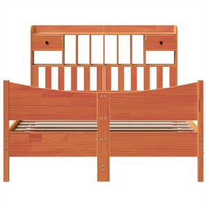 Sängram utan madrass vaxbrun 160x200 cm massiv furu