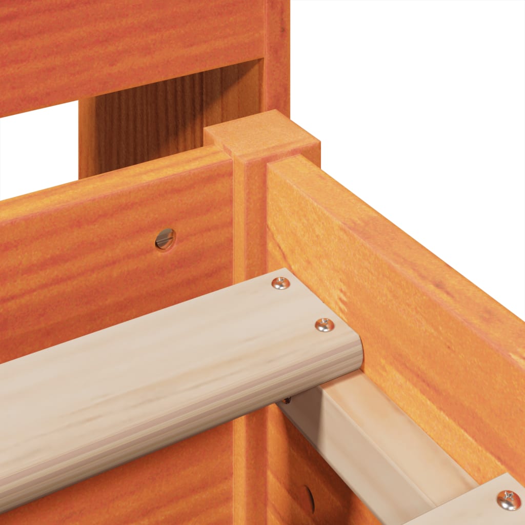 Sängram utan madrass vaxbrun 160x200 cm massiv furu