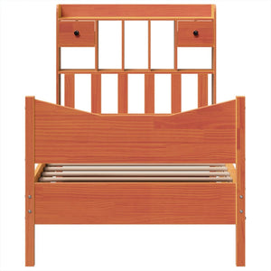 Sängram utan madrass vaxbrun 100x200 cm massiv furu