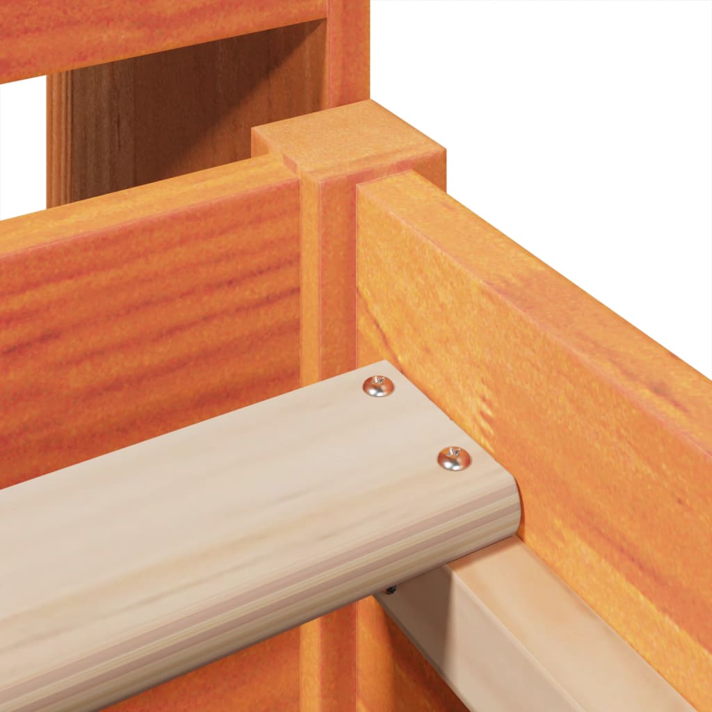 Sängram utan madrass vaxbrun 100x200 cm massiv furu