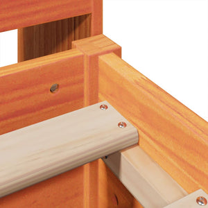 Sängram utan madrass vaxbrun 135x190 cm massiv furu