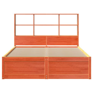 Sängram utan madrass vaxbrun 120x190 cm massiv furu