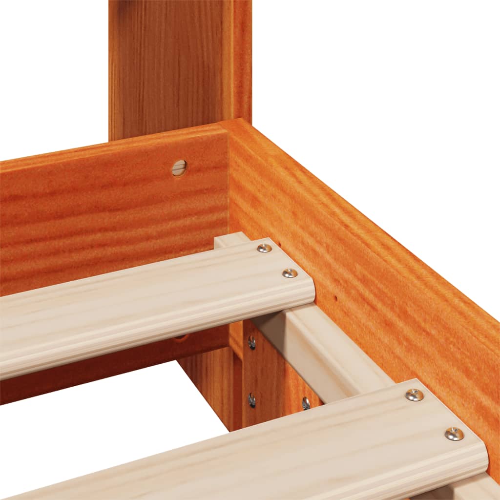 Sängram utan madrass vaxbrun 100x200 cm massiv furu