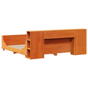 Sängram utan madrass vaxbrun 180x200 cm massiv furu