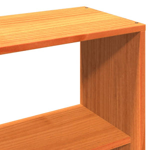 Säng med bokhylla utan madrass vaxbrun 120x190 cm massiv trä