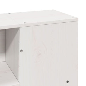 Säng med bokhylla utan madrass vit 140x200 cm massiv trä