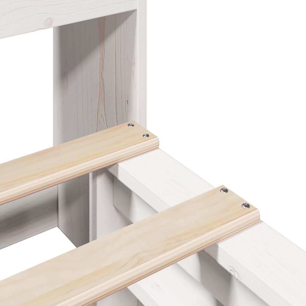 Säng med bokhylla utan madrass vit 140x190 cm massiv trä