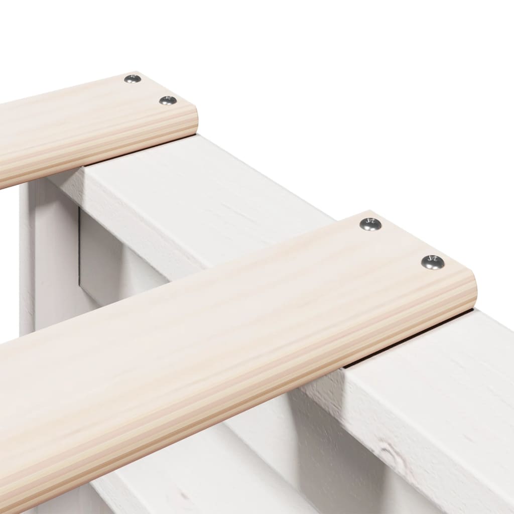 Säng med bokhylla utan madrass vit 90x200cm massiv furu