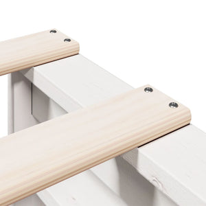 Säng med bokhylla utan madrass vit 90x200cm massiv furu