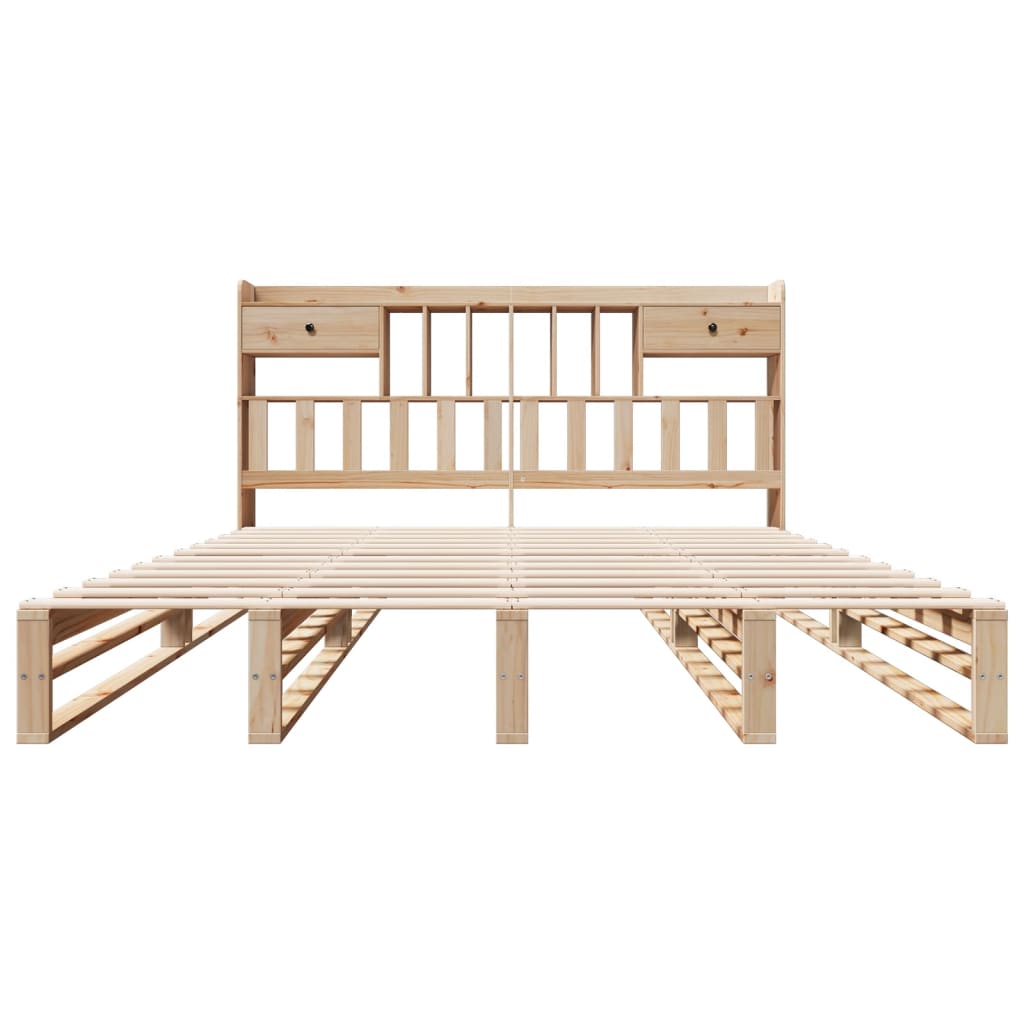 Säng med bokhylla utan madrass 180x200cm massiv furu