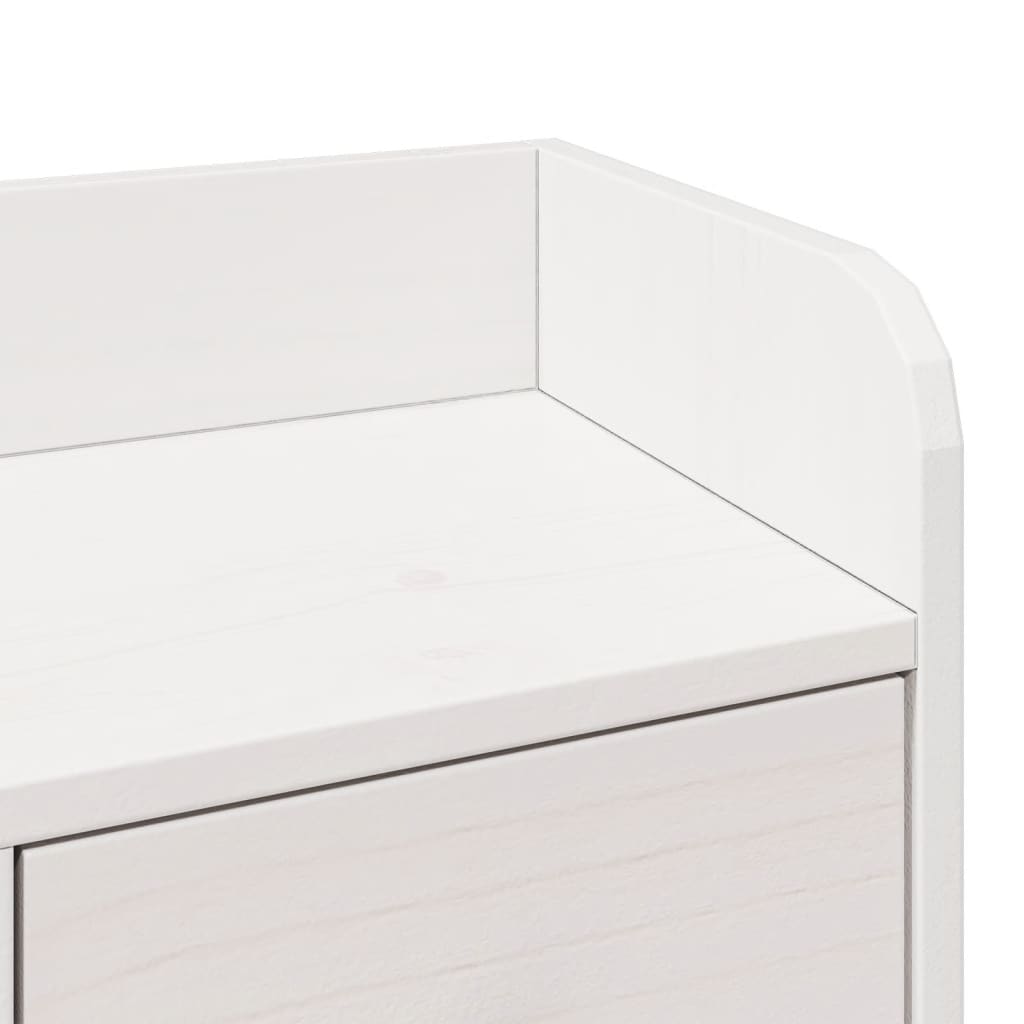 Säng med bokhylla utan madrass vit 180x200cm massiv furu