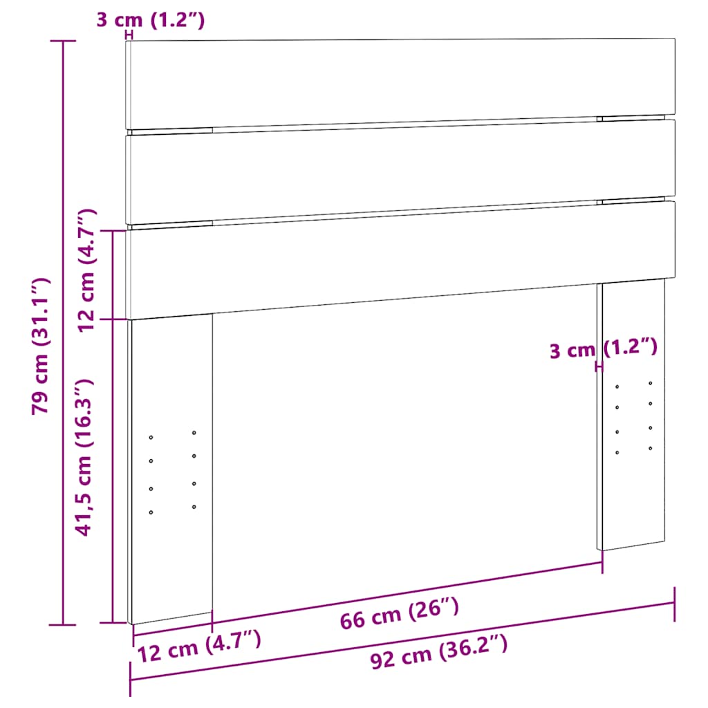 Sänggavel 90 cm massivt trä ek