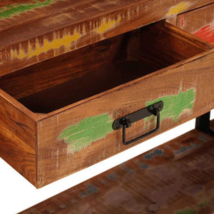 Konsolbord med låda 2 pcs Flerfärgsdesign Solid återvunnen trä