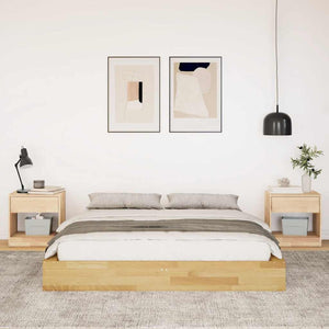 Sängram utan madrass 140x200 cm massivt trä ek