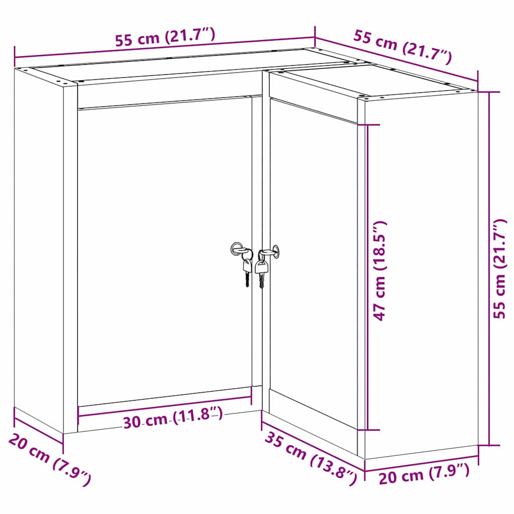 Verktygsskåp med hylla med lås Svart och Grå 55 x 55 x 55 cm