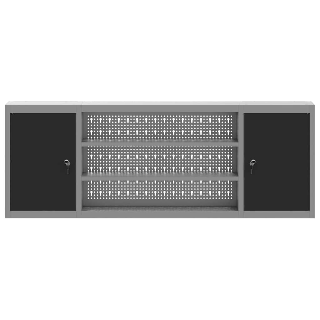 Verktygsskåp med hylla med lås Svart och Grå 50 x 20 x 55 cm