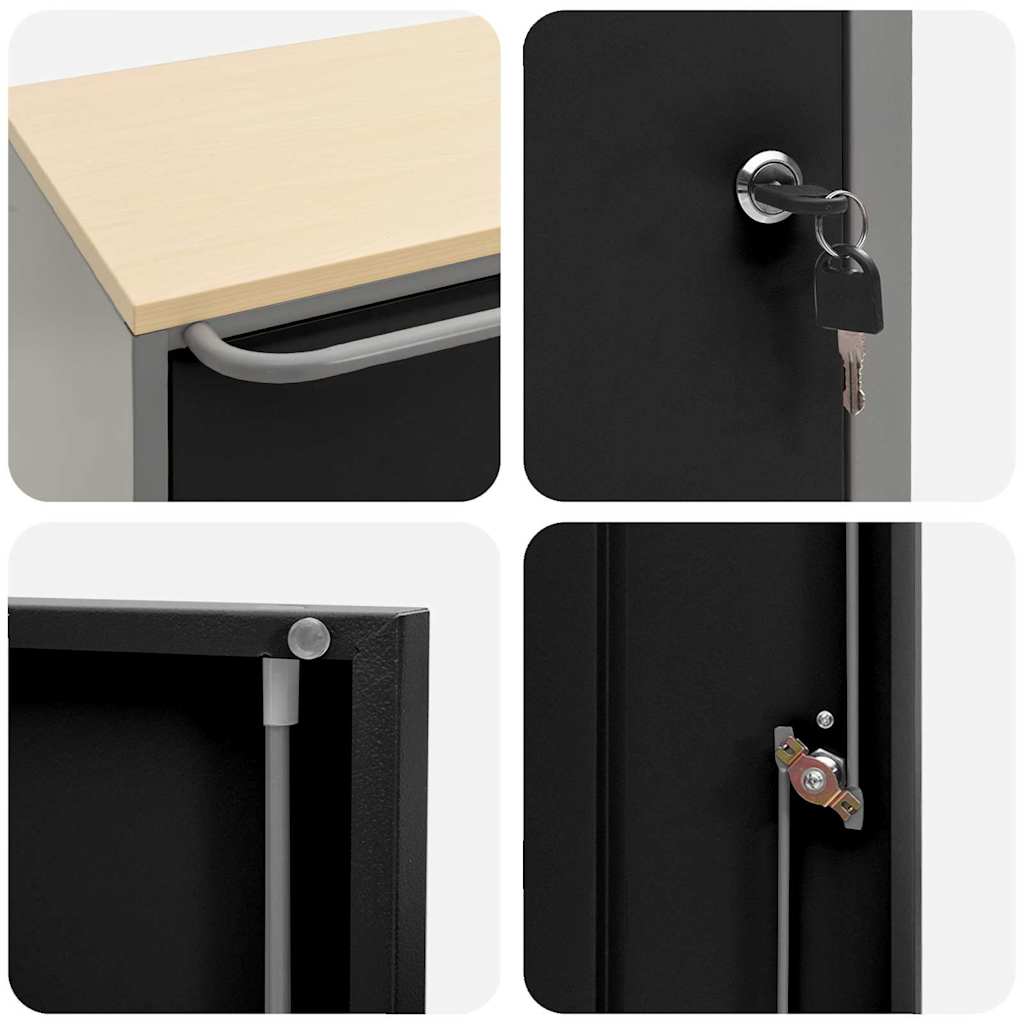 Arbetsbänk med hylla med hjul Svart och Grå 75 x 45 x 85 cm