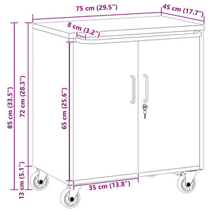 Arbetsbänk med hylla med hjul Svart och Grå 75 x 45 x 85 cm