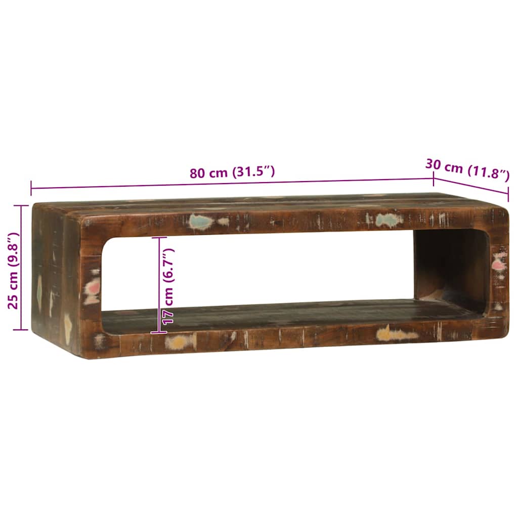 TV-skåp Flerfärgsdesign 80 x 30 x 25 cm Massivt återvunnet trä