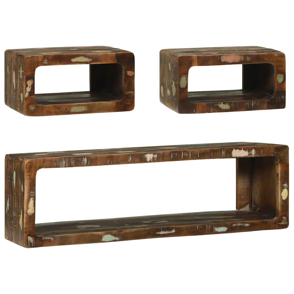TV-bänkset 3 pcs Flerfärgsdesign Massivt återvunnet trä
