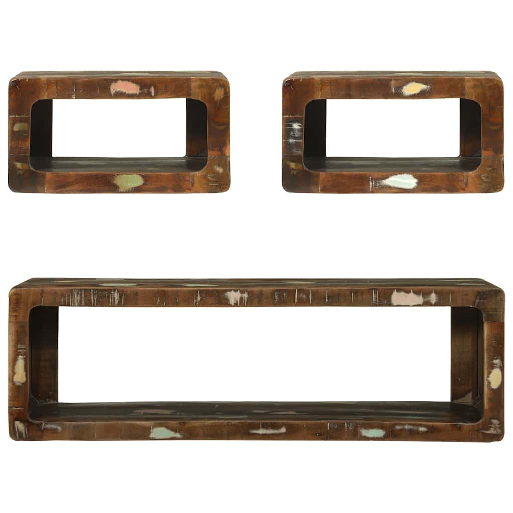 TV-bänkset 3 pcs Flerfärgsdesign Massivt återvunnet trä