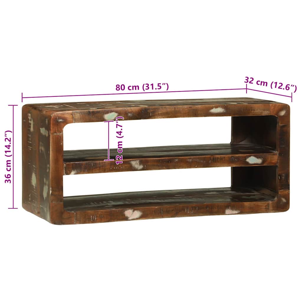 TV-skåp Flerfärgsdesign 80 x 32 x 36 cm Massivt återvunnet trä