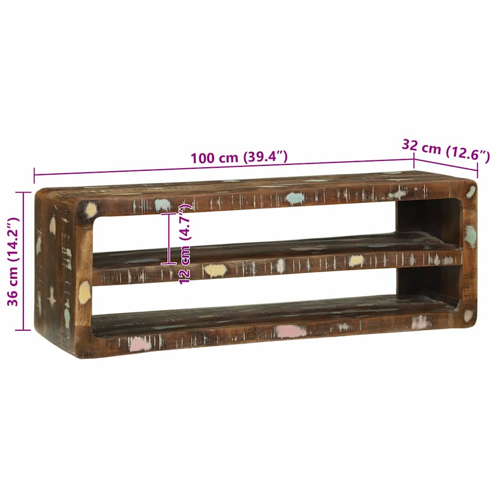 TV-skåp Flerfärgsdesign 100 x 32 x 36 cm Massivt återvunnet trä