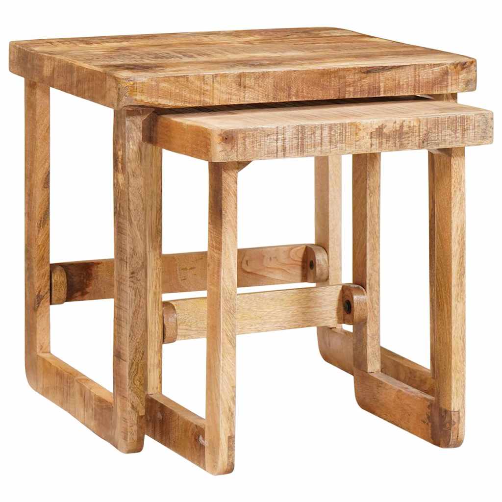 Satsbord 2 st Brun 46 x 46 x 45 cm Massivt mangoträ