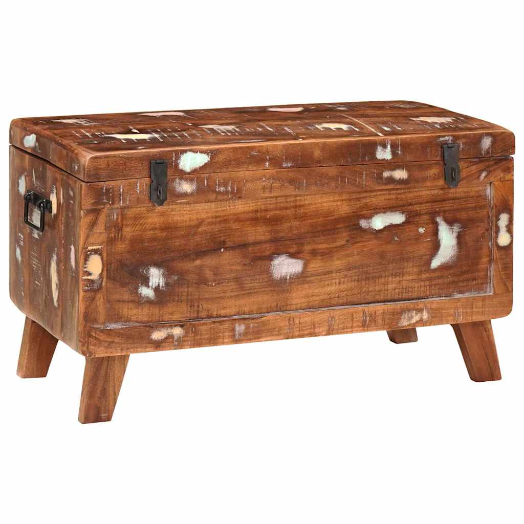 Förvaringslåda med lås 70 x 35 x 40 cm massivt återvunnet trä