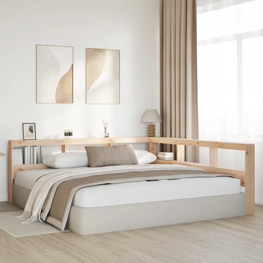 Bokhylla sänggavel L-formad 200 cm massiv furu