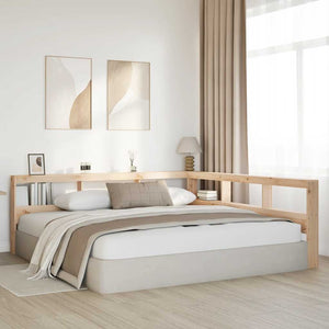 Bokhylla sänggavel L-formad 200 cm massiv furu