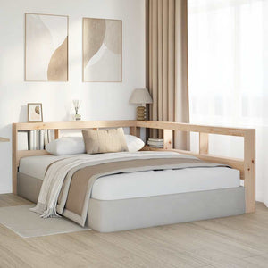 Bokhylla sänggavel L-formad 160 cm massiv furu