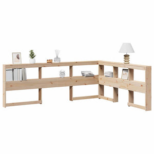 Bokhylla sänggavel L-formad 140 cm massiv furu