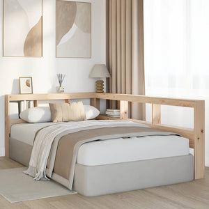 Bokhylla sänggavel L-formad 120 cm massiv furu
