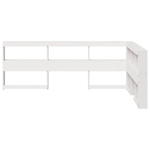 Bokhylla sänggavel L-formad vit 120 cm massiv furu