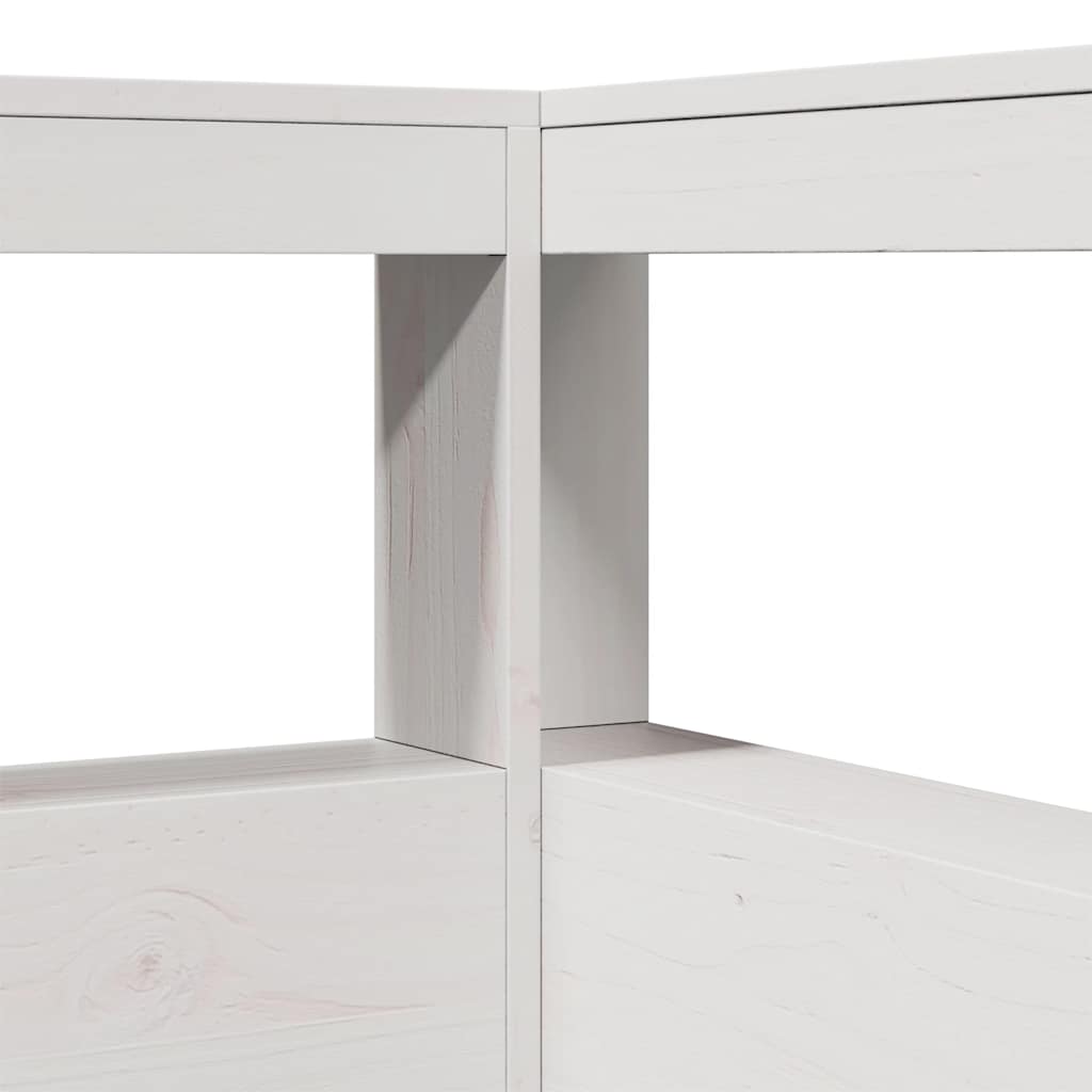 Bokhylla sänggavel L-formad vit 90 cm massiv furu