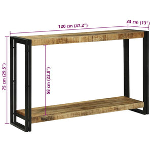 Konsolbord med hylla Brun 120 x 33 x 75 cm Massivt mangoträ