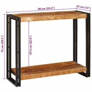 Konsolbord med hylla Brun 90 x 33 x 75 cm Massivt mangoträ