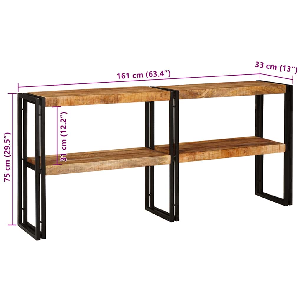 Konsolbord med hylla Brun 160 x 33 x 75 cm Massivt mangoträ