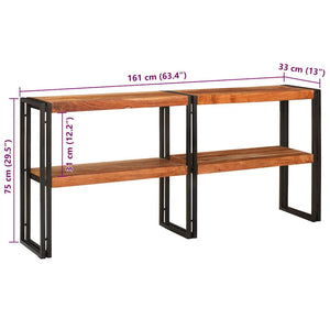 Konsolbord med hylla Brun 160 x 33 x 75 cm Massivt Akaciaträ