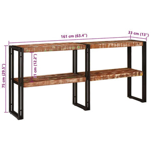 Konsolbord med hylla Flerfärgsdesign Solid återvunnen trä