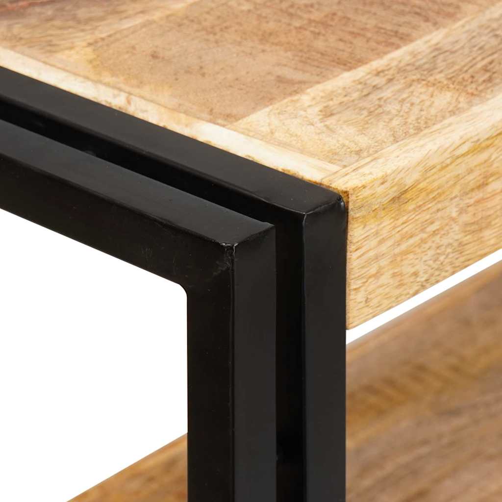 Bokhylla med Dörrar Brun Massivt Rå Mango trä och Metall