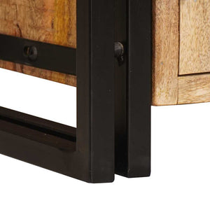 Bokhylla med Dörrar Brun Massivt Rå Mango trä och Metall