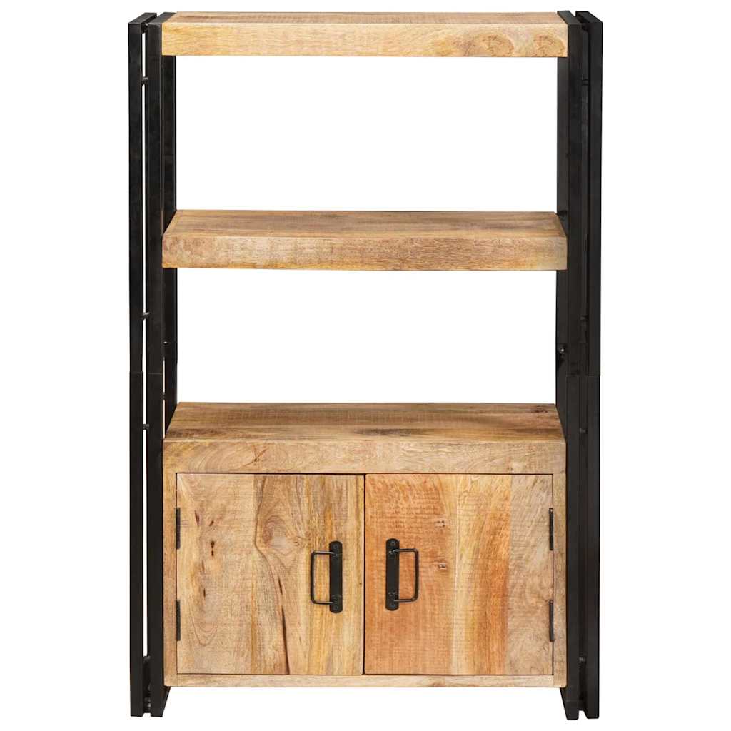 Bokhylla med Dörrar Brun Massivt Rå Mango trä och Metall