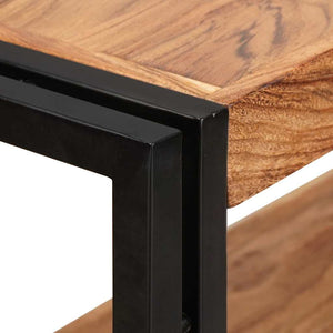 Bokhylla med Dörrar Brun Massivt akaciaträ och metall