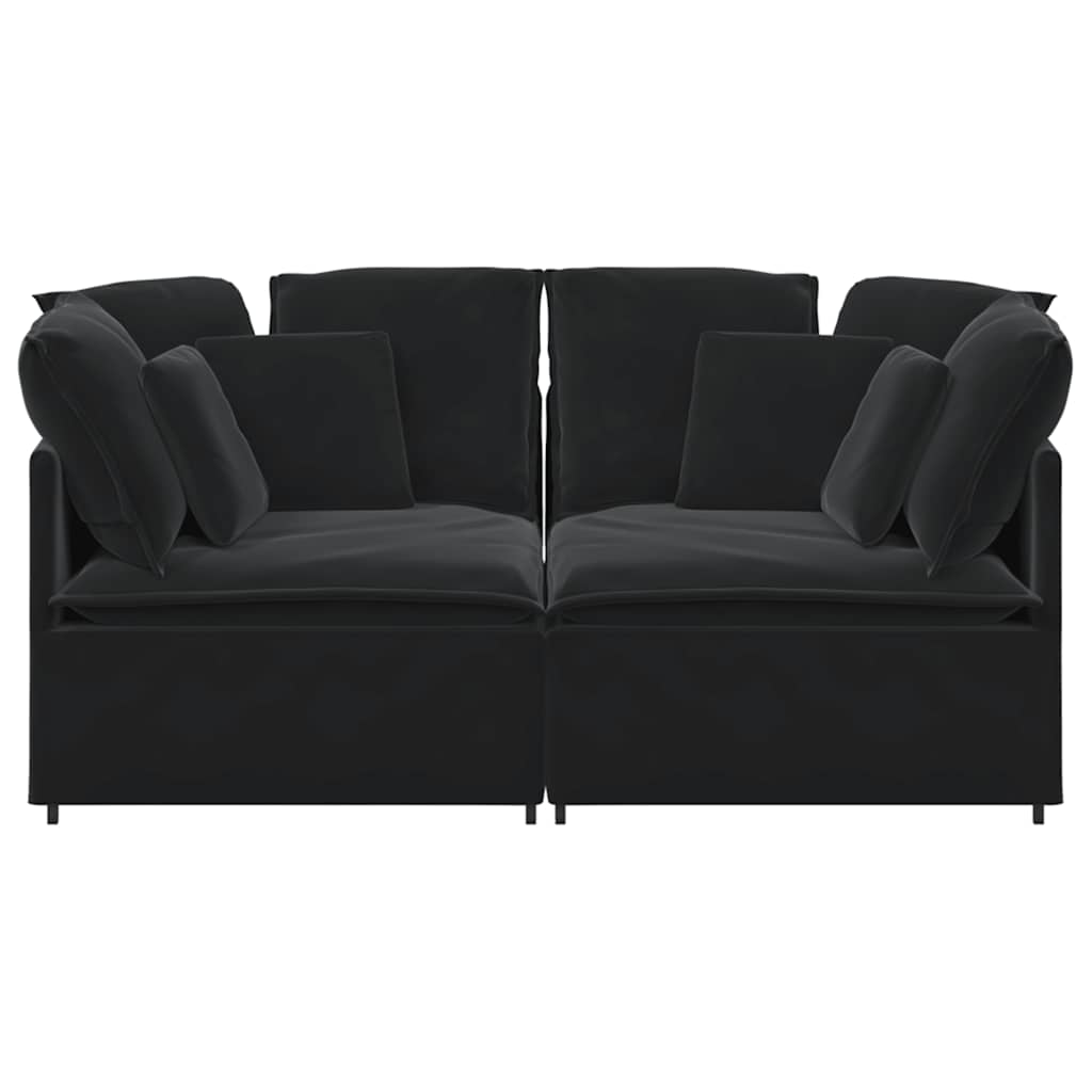 Modulsoffa med kuddar sammet svart