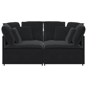 Modulsoffa med kuddar sammet svart