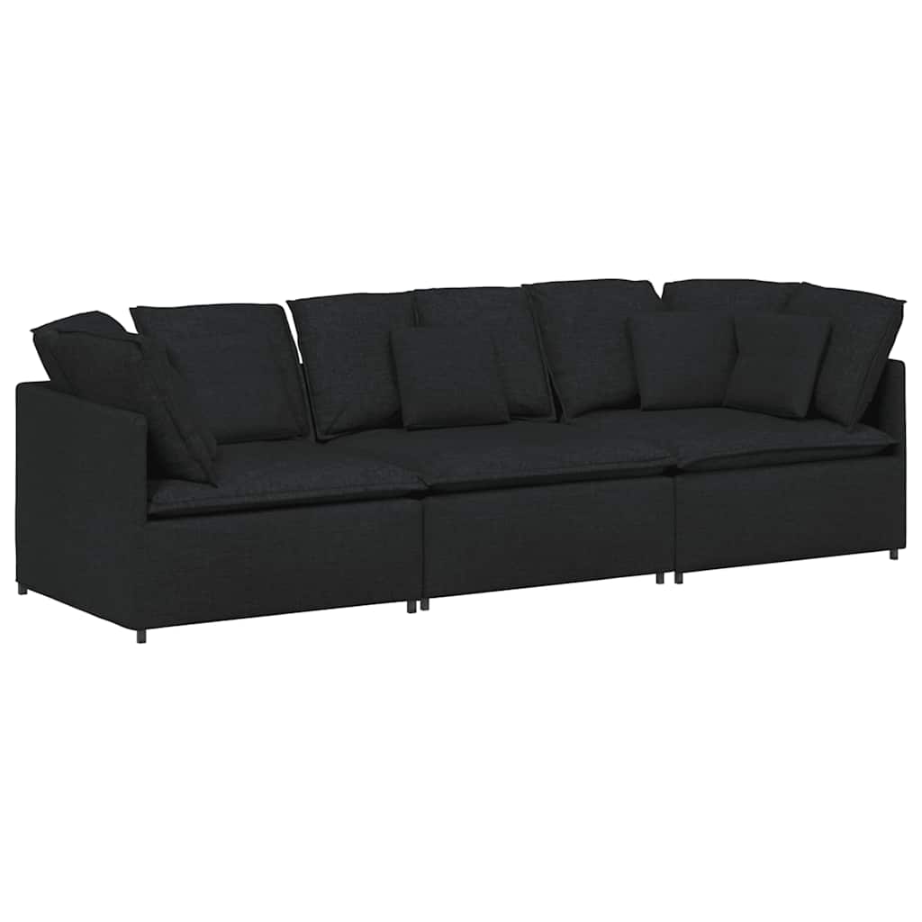 Modulsoffa med dynor i tyg svart