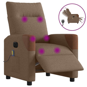 Elektrisk massagefåtölj brun tyg