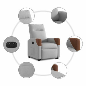 Elektrisk reclinerfåtölj med uppresningshjälp molngrå tyg